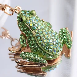 Fashion Cute Crystal Frog Key Chain Woman Bag Keyring Animal Trinket Man Car Keychain Girl Party Gift Creative Wedding Jewelry