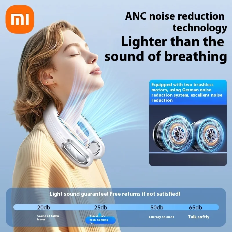 Xiaomi جديد المحمولة الرقبة مروحة صغيرة الكهربائية Ventilador الصامتة شريط حول ياقة الملابس يمكن ارتداؤها مروحة التبريد USB قابلة للشحن شريط حول ياقة الملابس مبرد الهواء