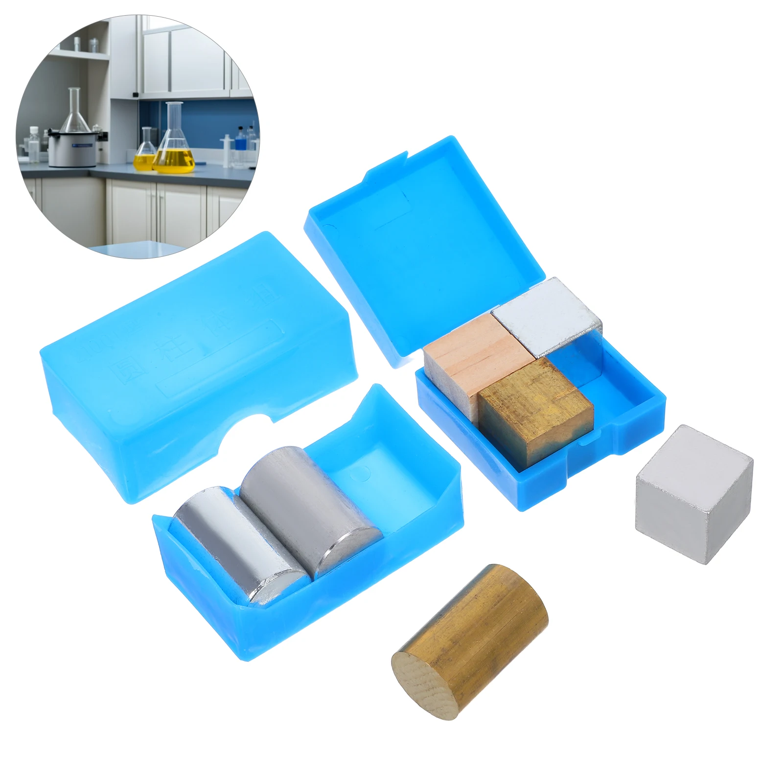 

7pcs Precision Metal Density Cube Set Includes Copper Iron Aluminum Blocks Cylinders for Science Experiments Physics Projects