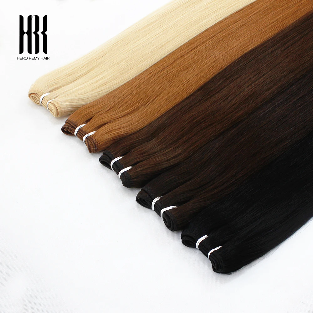 Hero Remy Hair 100% Real Natural Human Remy Hair Bundles Sew In Weft Extensions Brazilian Black Color For Women 50g 16-22 Inch