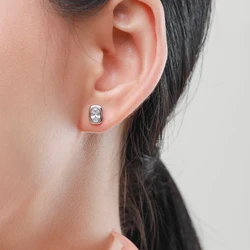 MODIAN Pure 925 Sterling Silver Classic Rectangle Dazzling AAAAA Zirconia Stud Earrings For Women Wedding Anniversary Jewelry