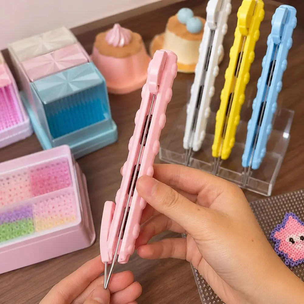 Plastic Fuse Bead Pen Press Activated No-Clog Mechanism Perler Bead Pen Handmade Portable Automatic Bead Dispenser