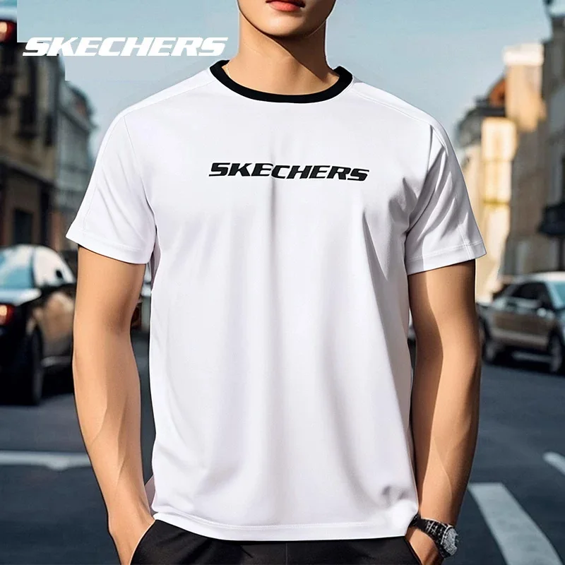Skechers Men's Running Fitness Training Short-Sleeved Breathable Round-Neck Sports T-Shirt P225U124-0019