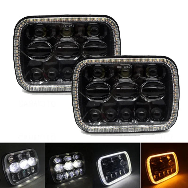 5x7 inch 7''Square headlight Hi/Lo Beam for Jeep Wrangler YJ and Jeep Cherokee XJ for MJ Comanche GMC Savana Safari for Ford