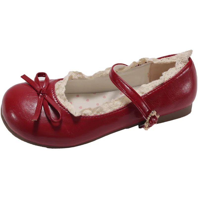 Retro lace bow flat-soled leather shoes women's 2025 new spring and autumn skirt French soft-soled Mary Jane shoes image 5