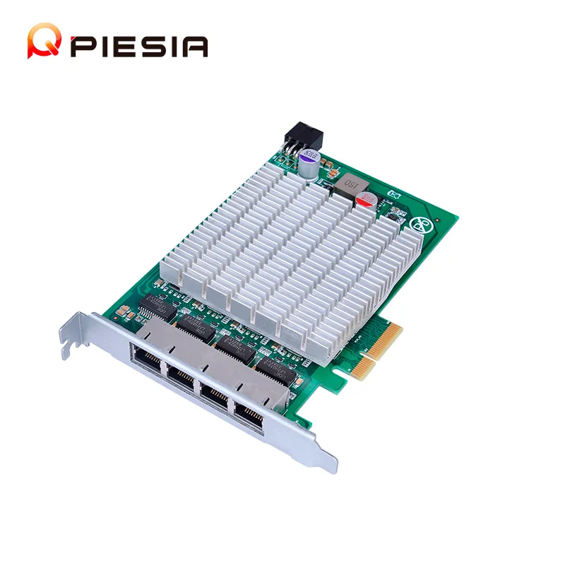 

2025 hot sale Piesia PCIe 2.0x4 Expansion Card 2500/1000/100/10Mbps 4 X RJ45 LAN PCIe Riser Card Supply POE Network Interface Ad