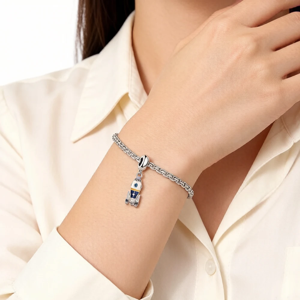 Rocket Charm Europe Style Fine Jewelry Kobiety Mężczyźni Modny prezent ze srebra próby 925 — zdjęcie 3
