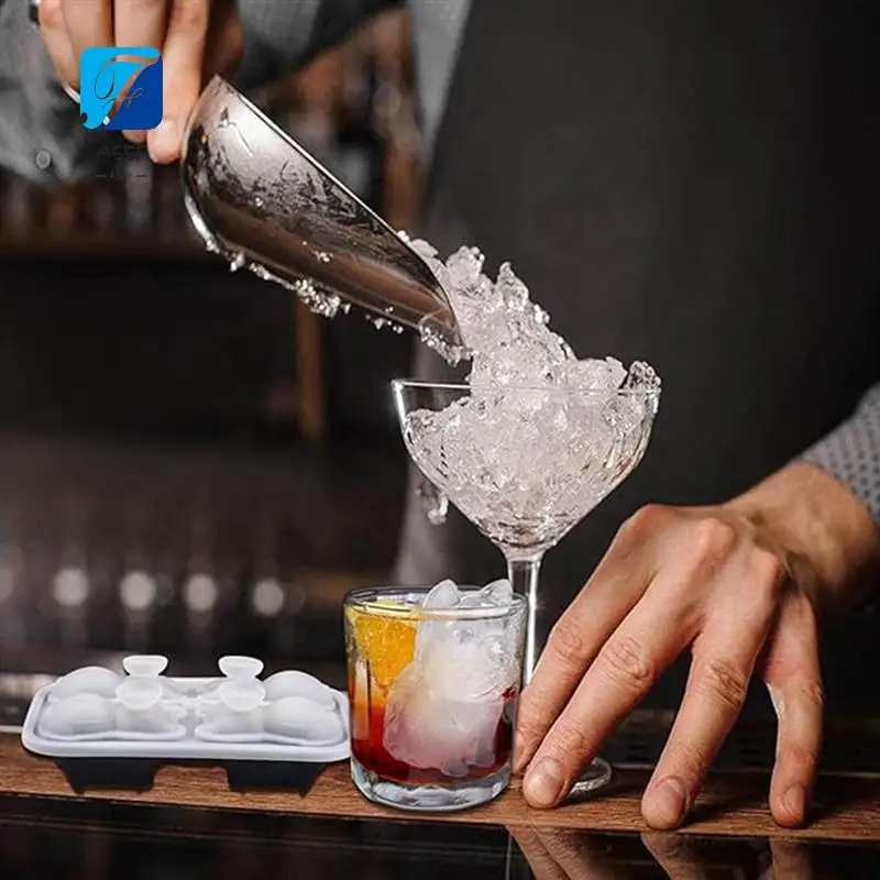 

A55F-Ice-Cube Tray With Lid - 3D French Bulldog,2 Inch Ice-Cube Molds,4 Hole Shapes Big Silicone Ice-Cube Trays For Whiskey