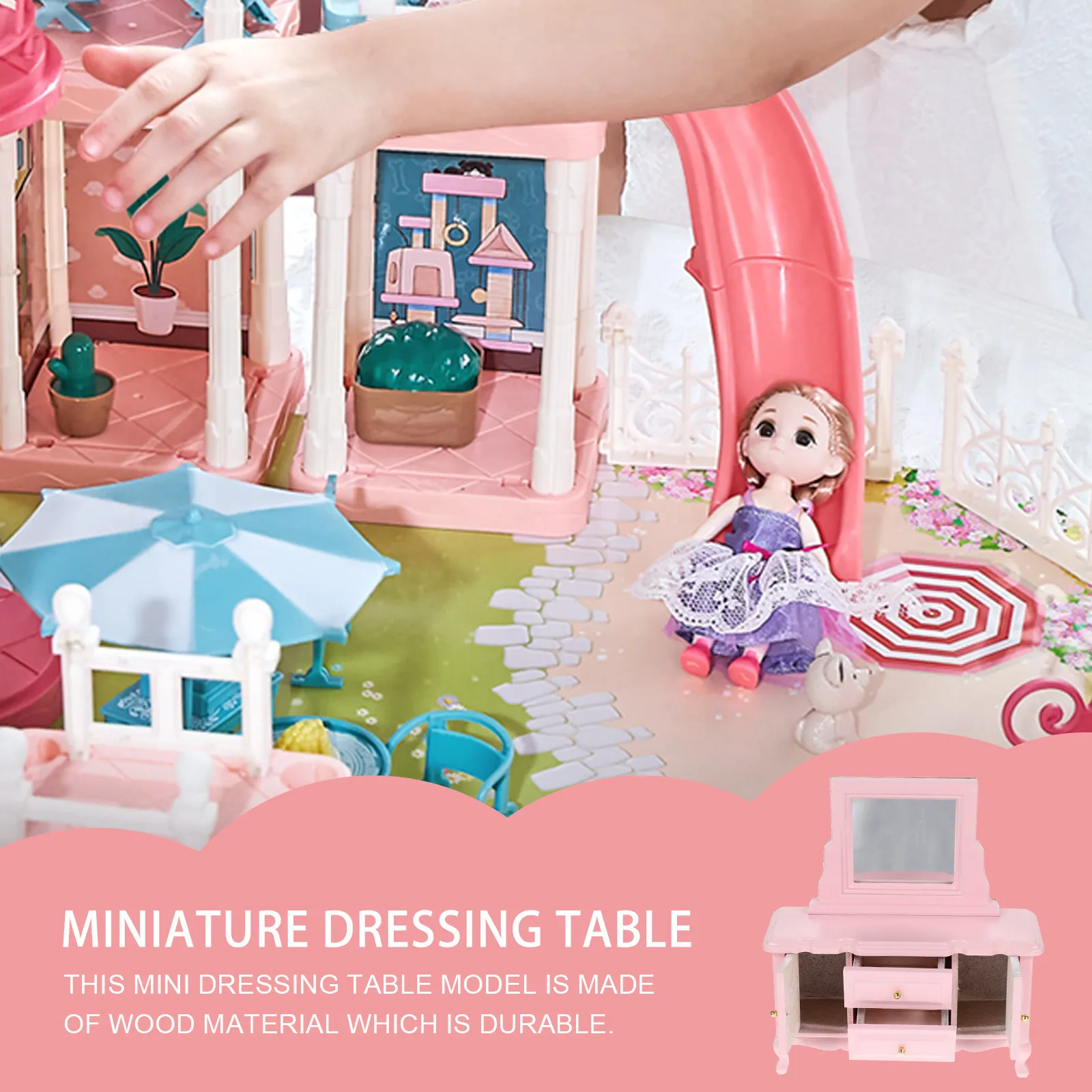 

Миниатюрное деревянное зеркало для туалетного столика, декоративное, с изысканной отделкой, необычной формы, модели для микроландшафта, украшение для дома