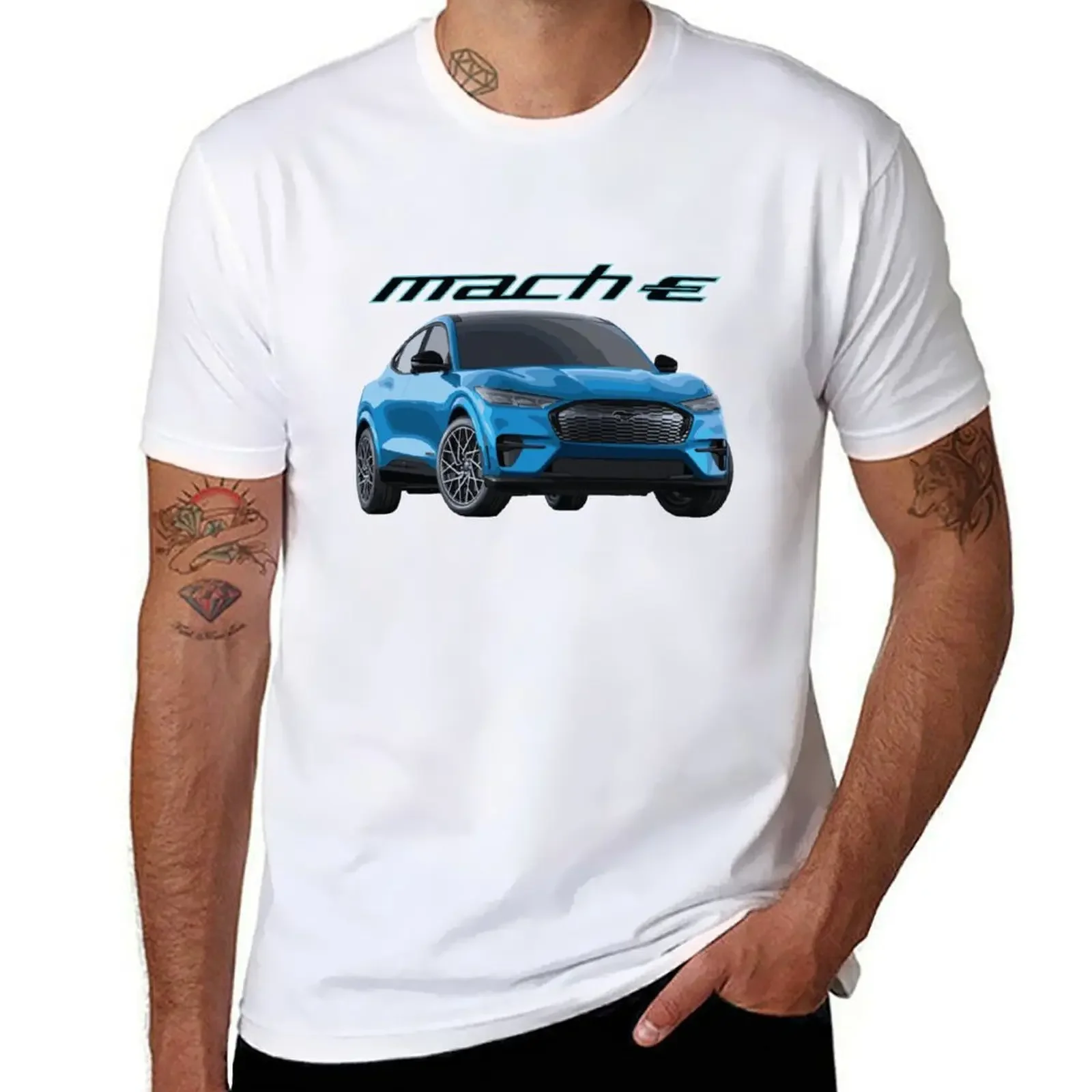 MUSTANG MACHE GT Grabber Blue Electric T-Shirt summer top kawaii clothes boys whites oversized plain black t shirts men fashion