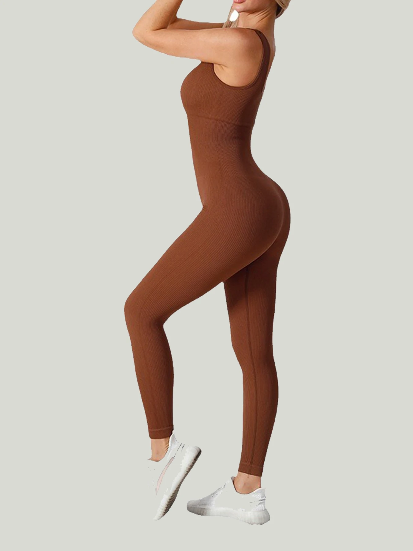 Nahtloser Yoga-Einteiler für Damen, weicher Fitness-Overall mit Leggings für das Training im Fitnessstudio