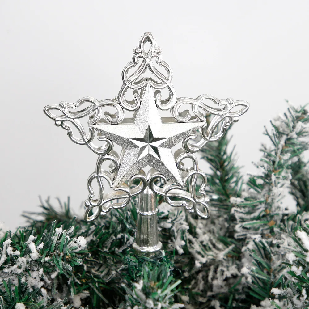 Sapin de Noël doré creux en plastique, étoile à cinq branches, décoration de Noël créative, nouveau, transfrontalier, 22cm