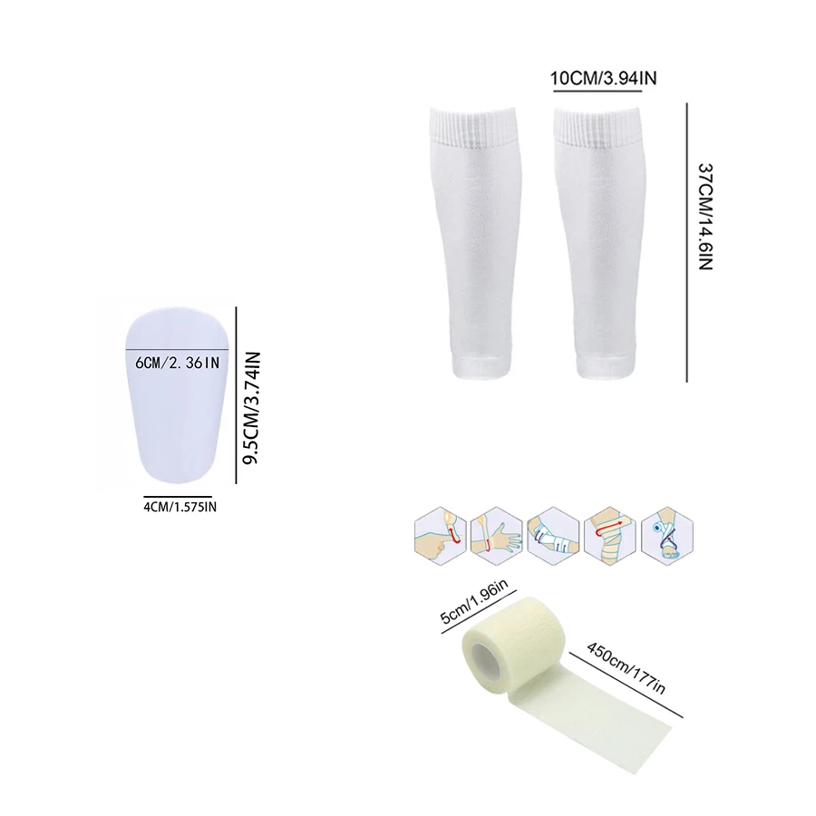 4-teiliges Fußball-Zubehör-Set: Rutschfeste Fußballsocken, Basketballsocken, Schienbeinschoner-Socken, Mini-Schienbeinschützer, Sportbandagen – Detail 16