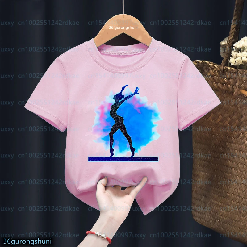 t-shirt for girls Gymnast Tshirt Rhythmic Gymnast Tshirts Custom name Fashion Harajuku Girls Pink Tops Summer Kids Tshirts