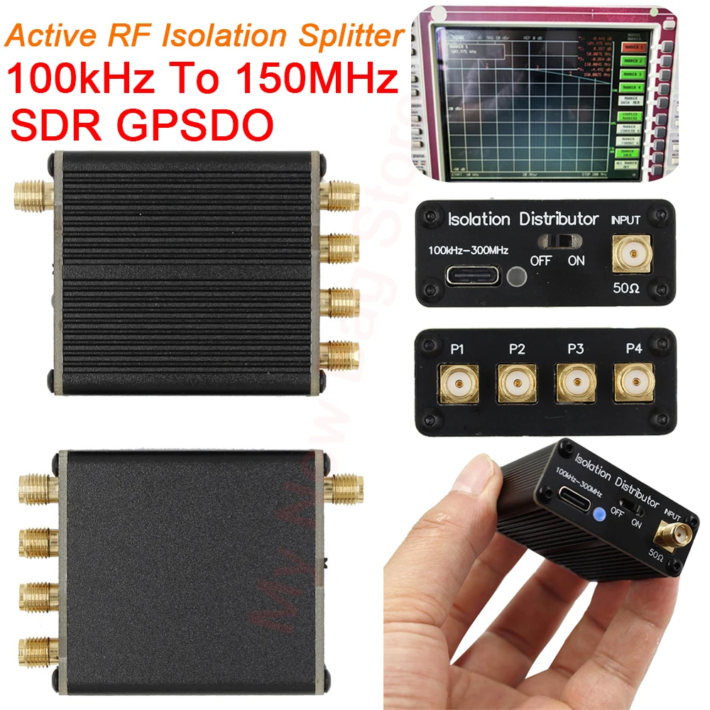 Active RF Isolation Splitter Suitable For RF Signal Radio Antenna SDR GPSDO Signal Source 100kHz to 150MHz Isolation Distributor