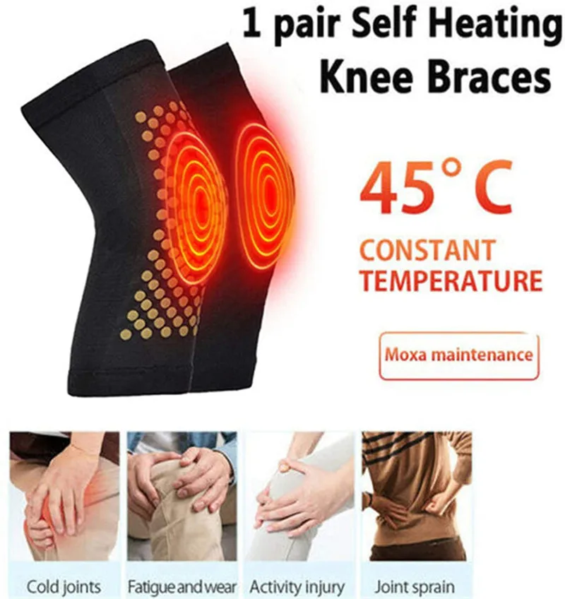 1Pair Tourmaline Self Heating Support Knee Brace Knee Pads Warm for Arthritis Joint Pain Relief and Injury Recovery Knee Proctor