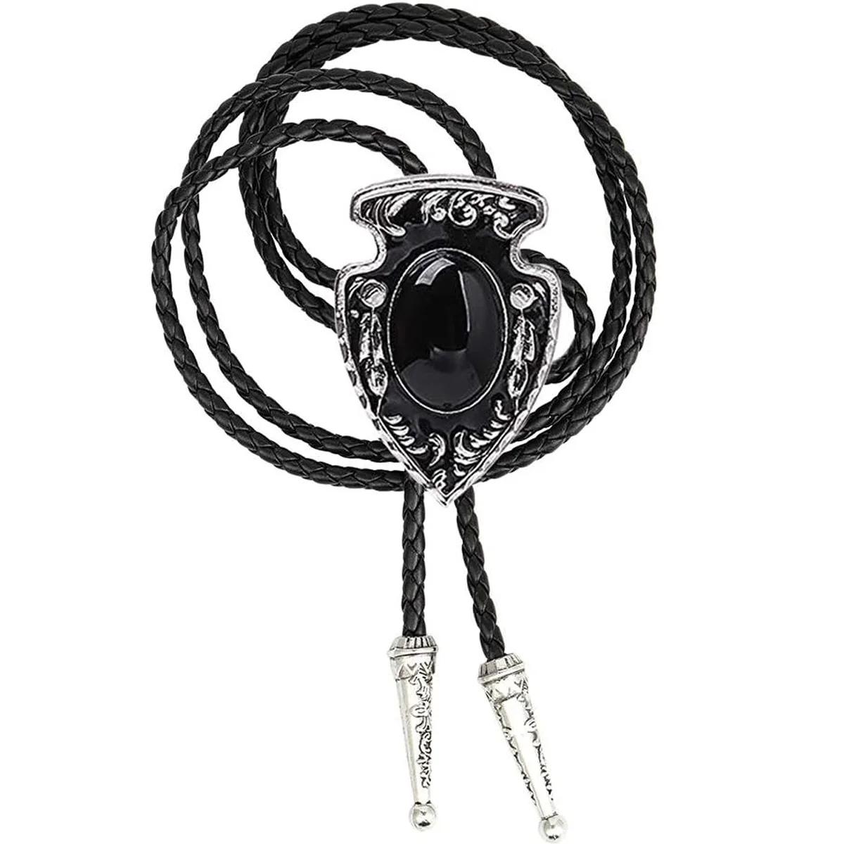 Retro Western Cowboys Cool Necktie Fashion Obsidian Adults Shield-shaped Bolo Tie