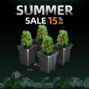 Spider Farmer Kit Pertumbuhan Sistem Hidroponik DWC 7 Galon + Pompa Udara dengan 4 Ember 10 dwc penjualan terbaik - №