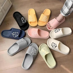 Women Bathroom Slippers Cat Cartoon Platform Non-Slip Home Flip Flops Beach Men Slipper Sandals Slides Indoor Outdoor