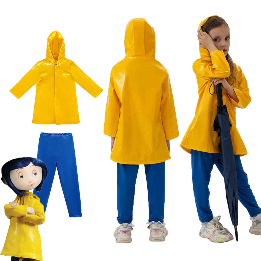 Cartoon Movie The Secret Door Cos Coraline Cosplay Costume Fantasy Tops Pants For Kids Roleplay Halloween Carnival Party Suit