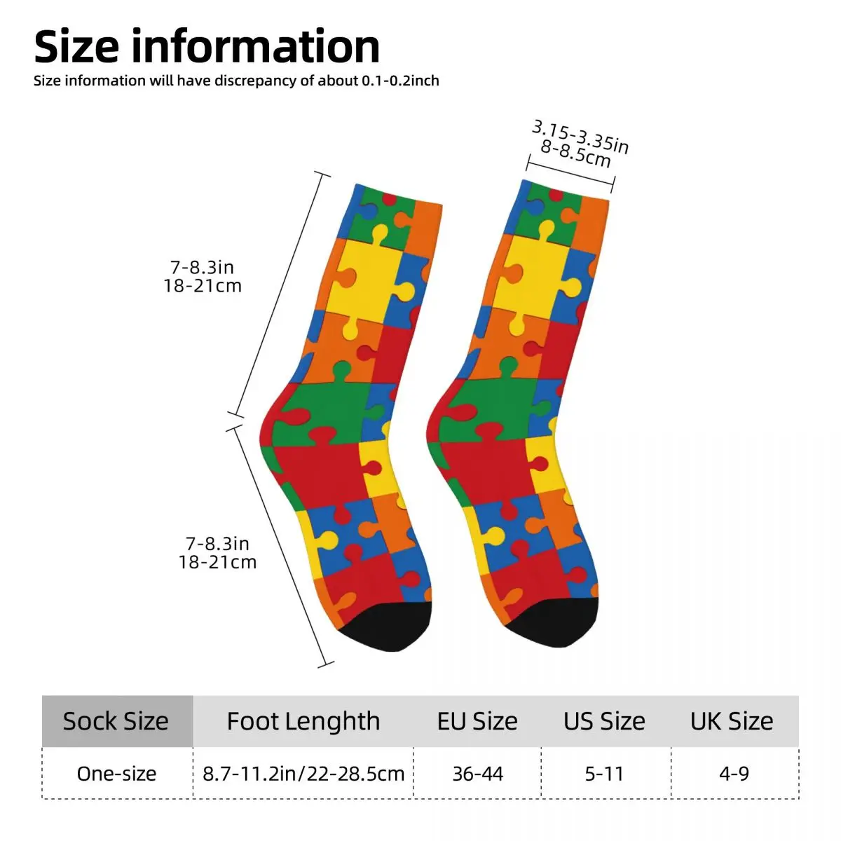 Funny Men's Socks Puzzle Pattern Retro Harajuku Hip Hop Seamless Pattern Crew Crazy Sock Gift Printed