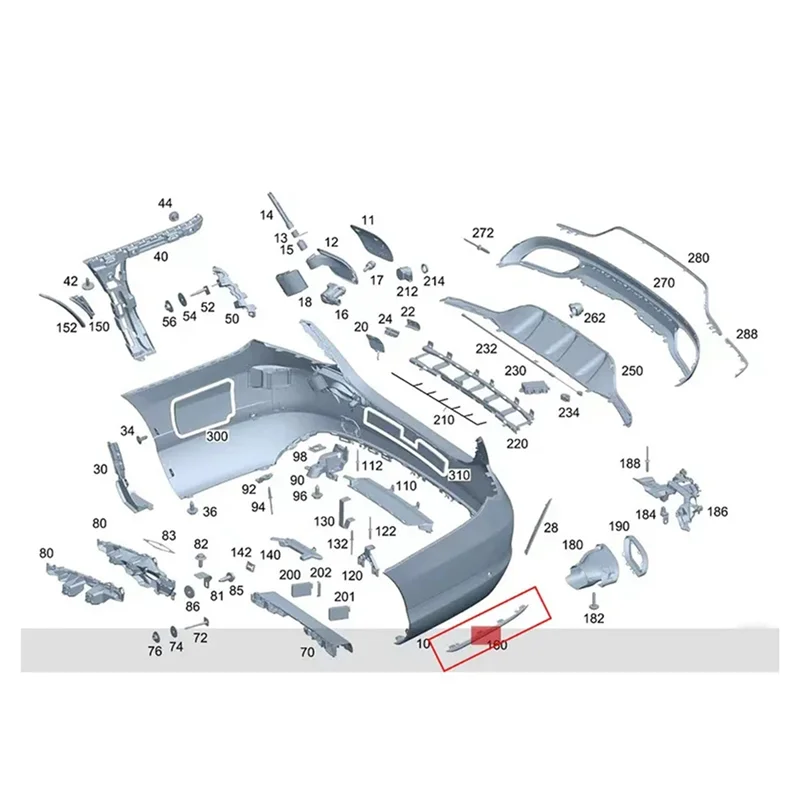 

Rear Bumper Lip Spoiler Chrome Trim Accessory Part For Mercedes Benz C-Class W205 C180 C200 C250 C63AMG A2058850521 A2058850621-