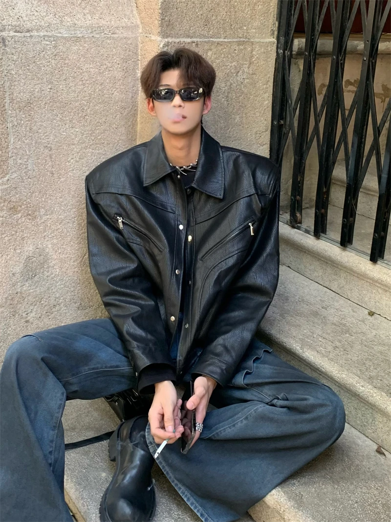 Men's 2025 Spring Autumn New Leather Coats High-end Handsome American Style Retro Leather Jacket Original Niche Design Jackets