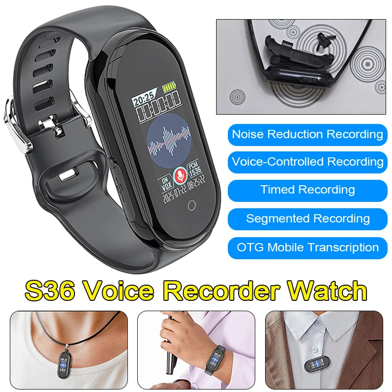 

Мини-видеорегистратор-часы с функцией шумоподавления, высококачественной записью, таймером и голосовым управлением, для дома