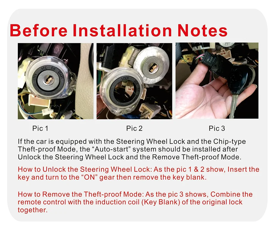 Universelle Zentralverriegelung Autoalarm mit Autostart Startknopf-System Start-Stopp-Fernstarter-Kit Smart Key für Toyota – Detail 5