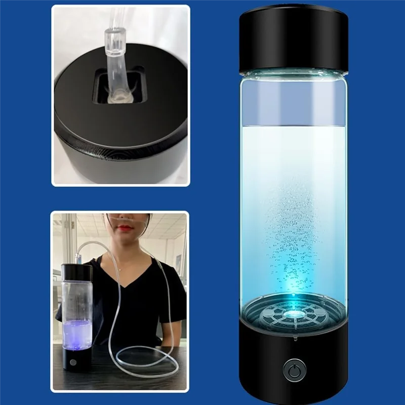 

Hydrogen Water Bottle High Quality 420Ml 1400 Ppb PEM SPE Technology Hydrogen Water Ionizer Machine Essentials(Black)-New