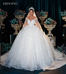 Newest Ball Gown Wedding Dresses For Bride Sparkle Sheer Neck Sweetheart With Sequined Customized Princess Vestidos De Novias