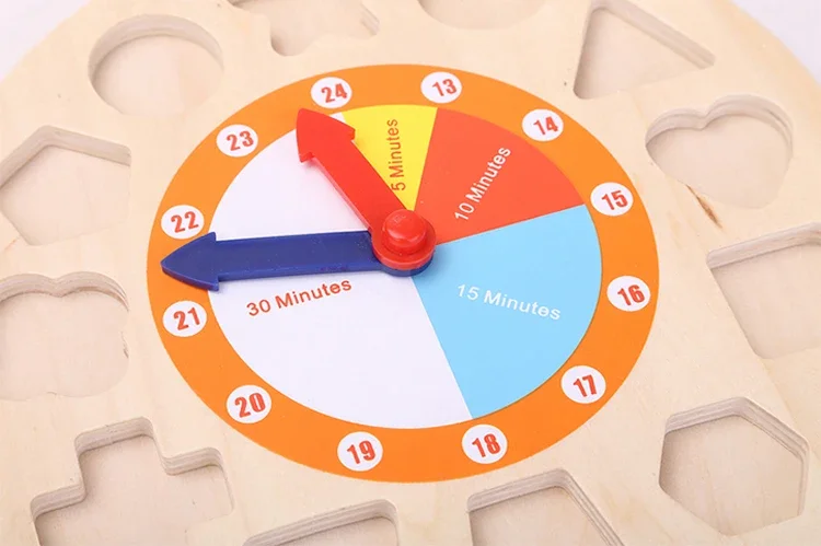 Custom Digital Children Geometric 3D Clock Wooden Educational Toy Clock