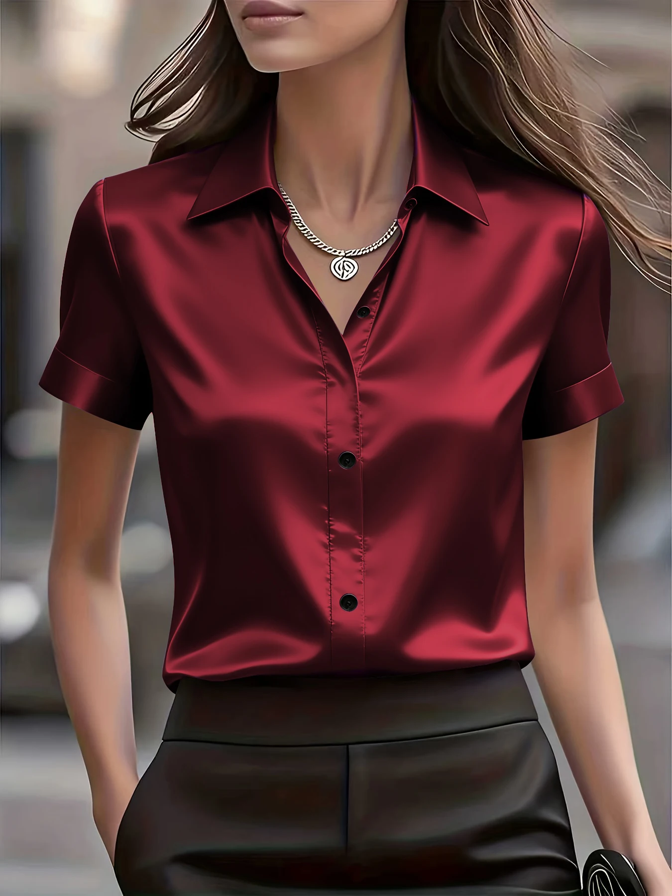 قميص أنيق ضيق من مزيج الحرير ل - مراجعة Silk Blouse Button وسعره