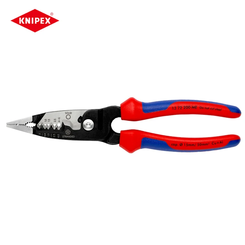 KNIPEX Tool Wire Stripper with Multi-Component Grips Outer Edges for Deburring Pipes Cable Stripper NO.13 72 200 ME