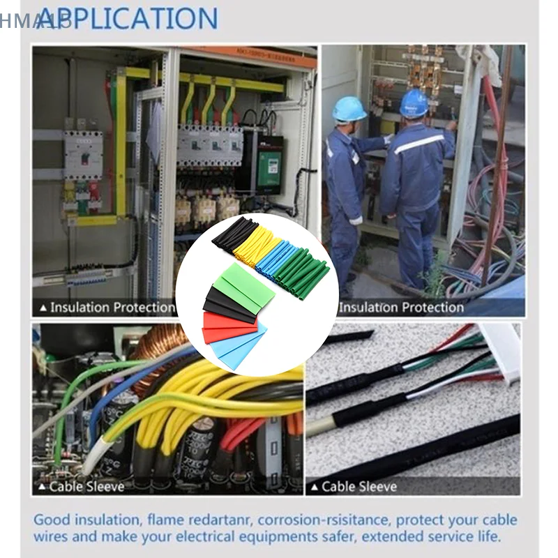 127/560 Uds Tubo termorretráctil aislamiento de poliolefina surtido de tubos retráctiles Kit de manguito de Cable electrónico juego de tubos termorretráctiles