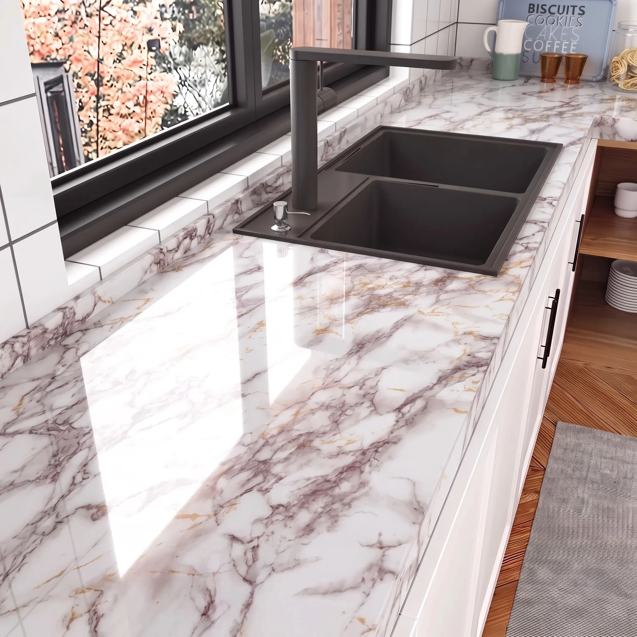 Marble PVC Self-Adhesive Wallpapers Room Decoration High Temperature Resistance For Kitchen Self-adhesive Waterproof Home Decor