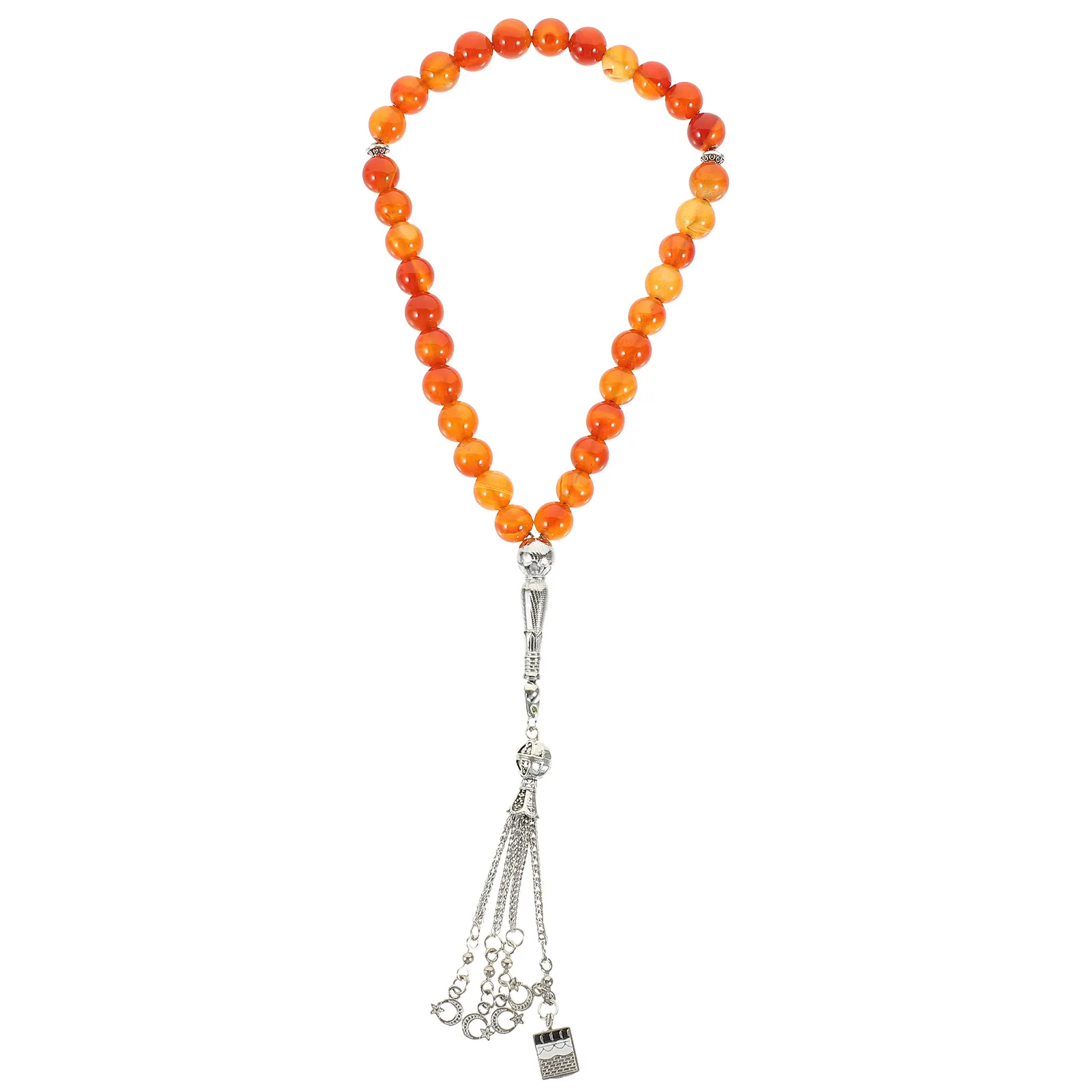Bracciale con perline di agata Preghiera rotonda Preghiera con corniola Lega di perline Tasbih Bracciale Rosario Decor Festival musulmano Perline fai da te