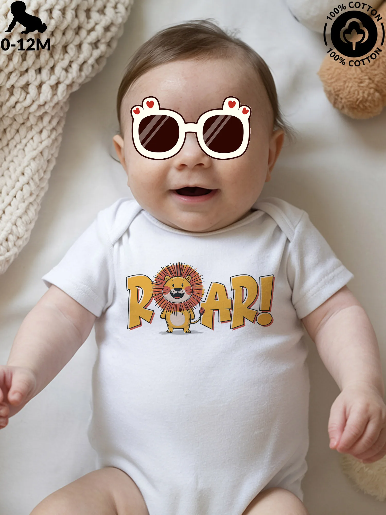 

Милый детский костюм унисекс с ревом льва, комбинезон из чистого хлопка для ухода за кожей, всесезонное боди 190GSM