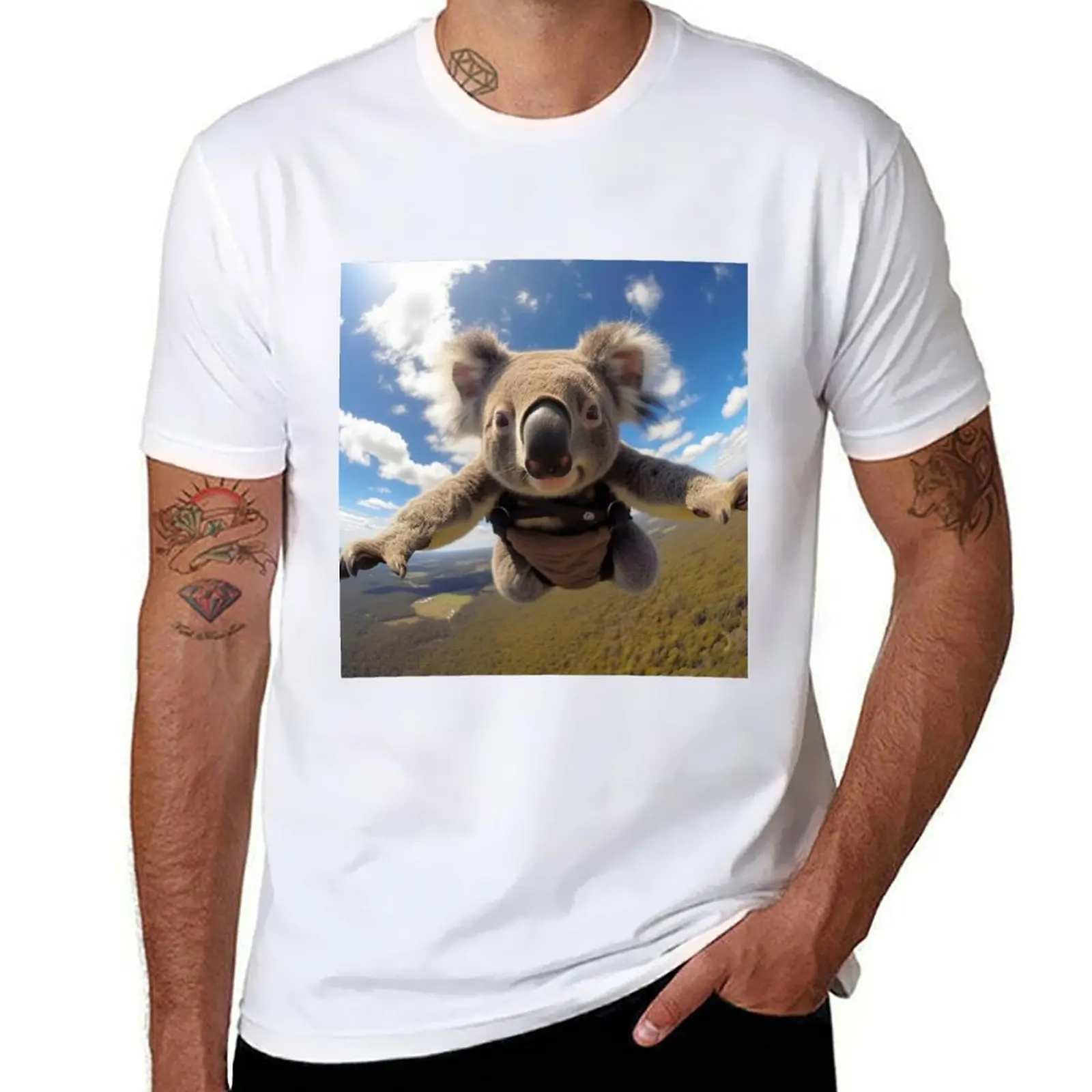 

The Aerial Koala: Soaring Through the Sky T-Shirt man t shirt summer t shirts for man cotton