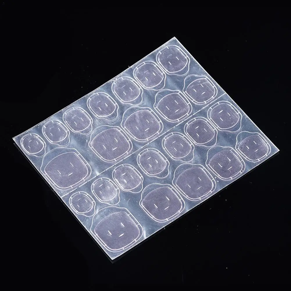 1Sheets 24pcs Double Sided False Nail Art Adhesive Tape Glue Sticker DIY Tips Fake Nail Acrylic Manicure Gel Makeup Tool