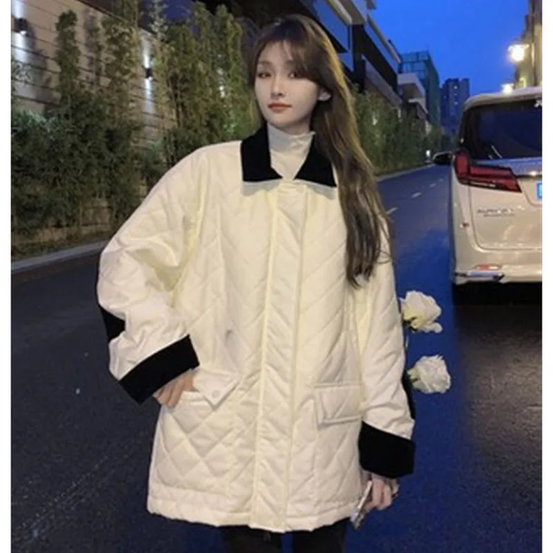 

Long Cotton Dress Women's Autumn Winter Specially Set 2022 Design Sense Small Loose With White Cotton Coat Commuting Pure Color