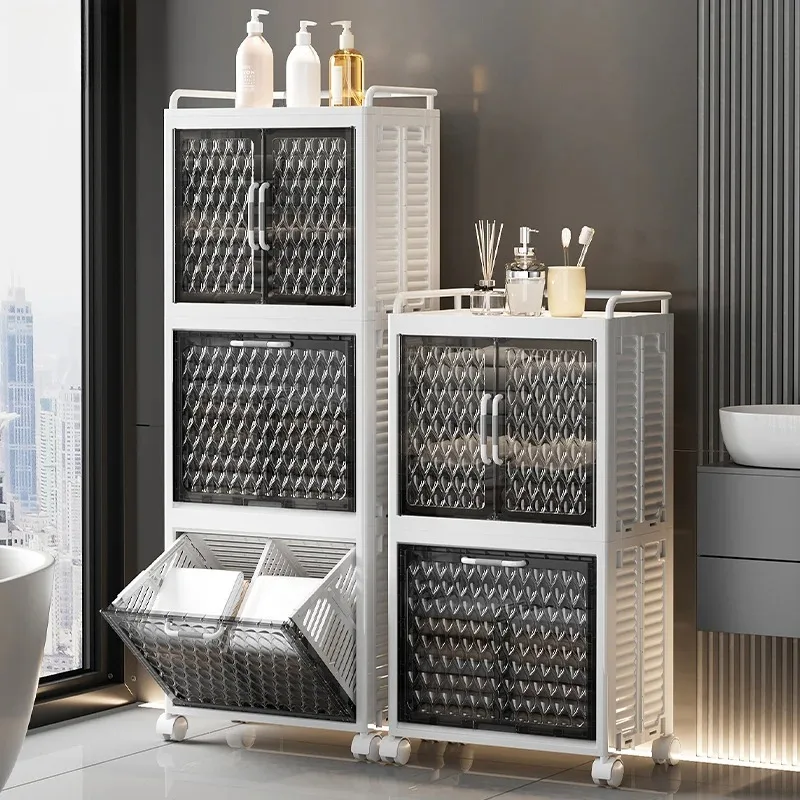 Organization Storage Laundry Hamper Large Wheels White Home Laundry Baskets Plastic Clothes Canasto Ropa Sucia Home Accessories