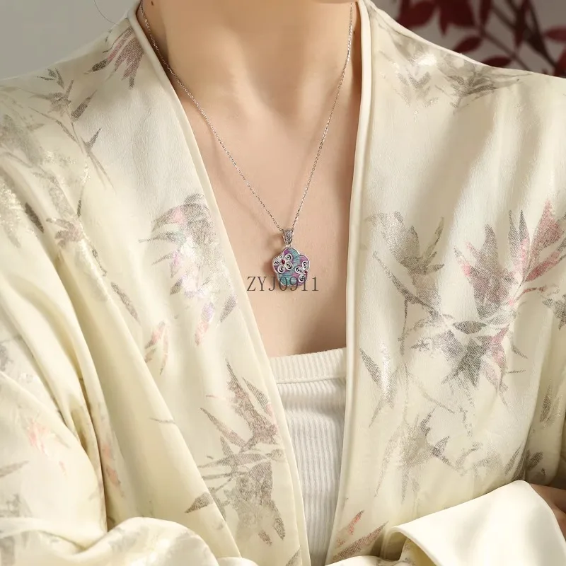 

925 Silver Flower Pendant Necklace Niche Design Sense Fashion Versatile New Chinese Art Jewelry Gift