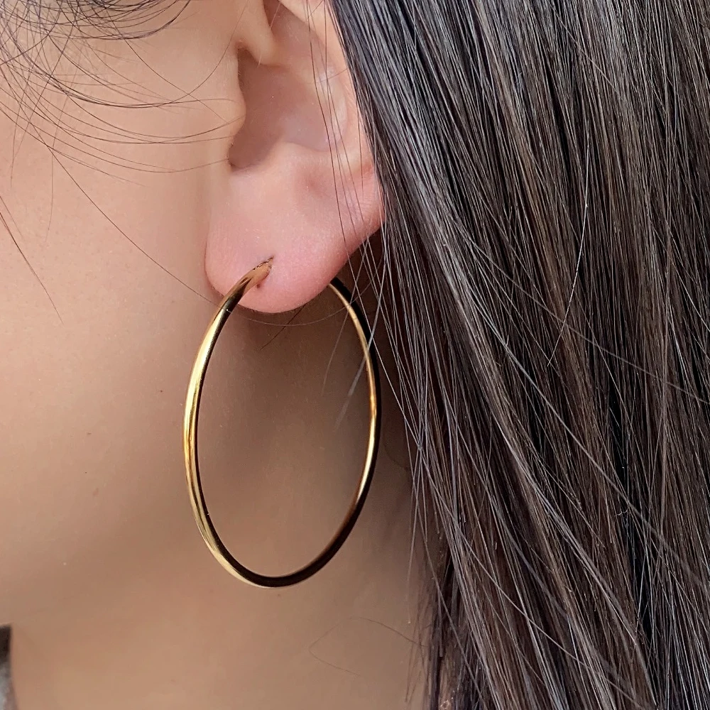 Fashion Stainless Steel Oversized Big Hoop Earrings For Women Basketball Brincos Large Round Circle Earrings Hoops Punk Jewelry