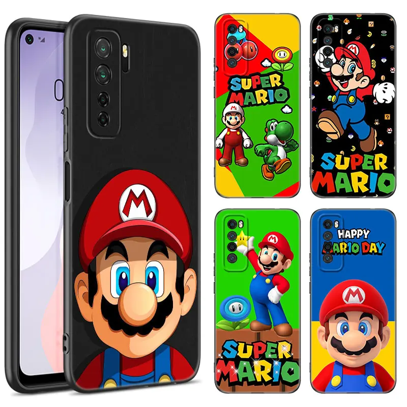 M-Mario Bros Game Black Silicone Phone Case For Huawei Nova 11 12 Ultra 9 10 SE Pro 11E 11i 12i Y70 Plus Y60 Y61 Y71 Y72 Y90 Y91