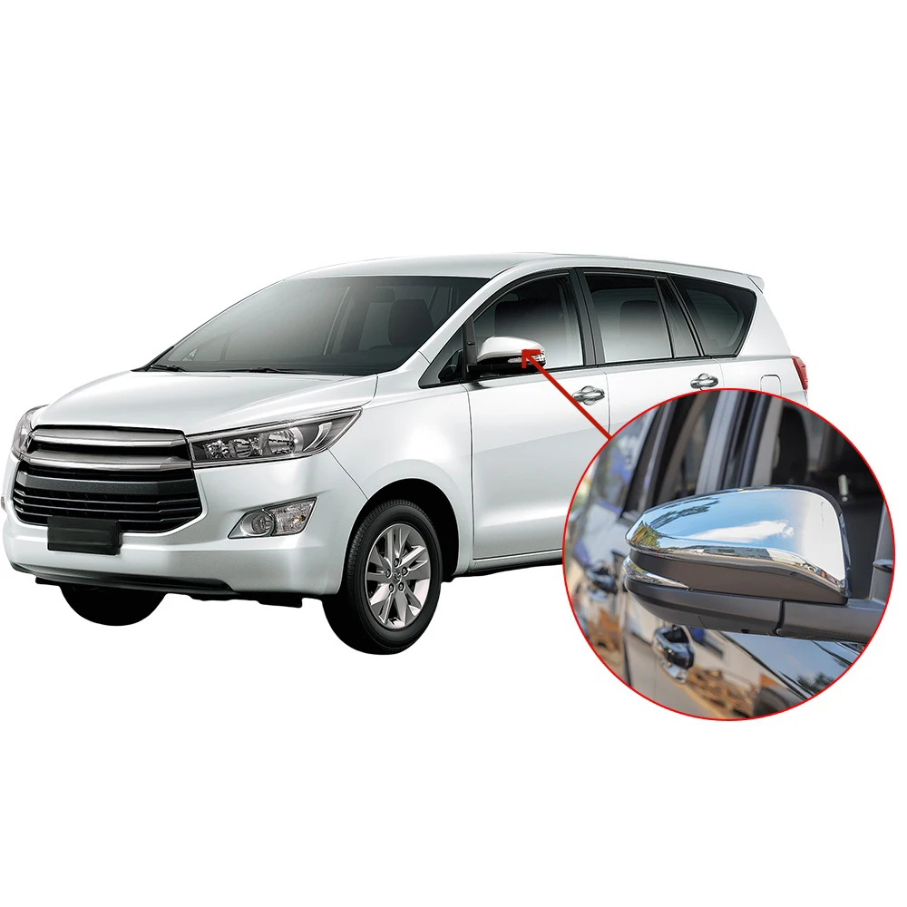 2 Pcs ABS Chrome Car Door Mirror Cover For Toyota Innova 2016 - 2019 High-Quality Silver,Black and Carbon Fiber Decoration view 2
