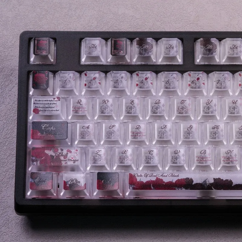 Red and Black Keycaps Original PC Transparent Mist U V Customized Black and Red Original Adaptation Mechanical Keyboard 60-108