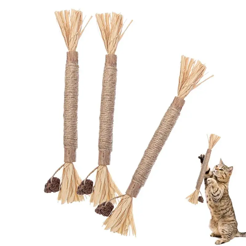 

1 Pc Cat Toys Silvervine Chew Stick Polygonnum Kitty Lick Grass Pet products Cleaning Teeth Stick Pet Bite Cat Toy Rope supplies