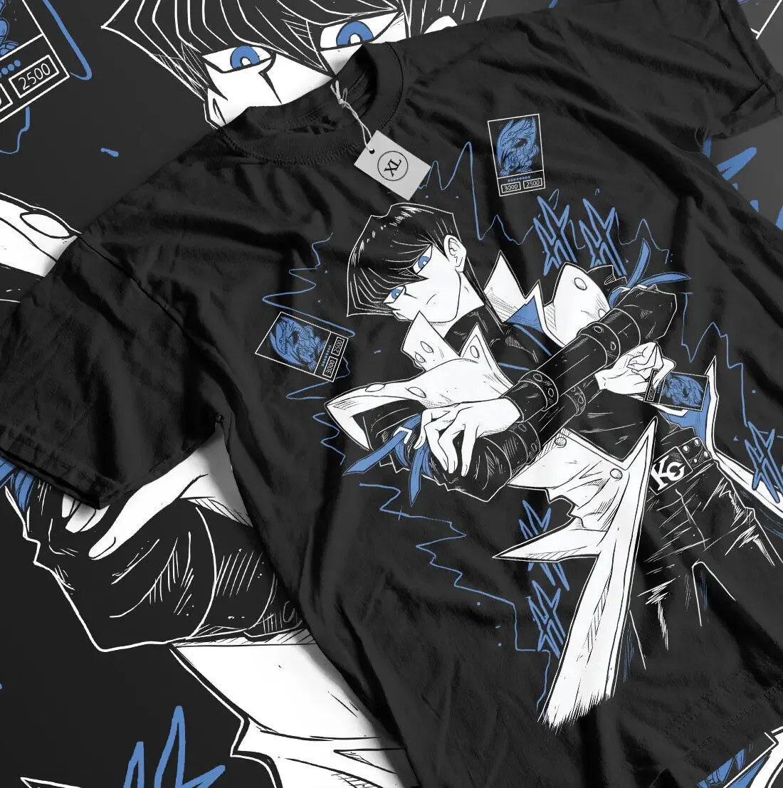 T-shirt Seto Kaiba avec yeux bleus et dragon blanc, Yu Gi Oh, YuGiOh
