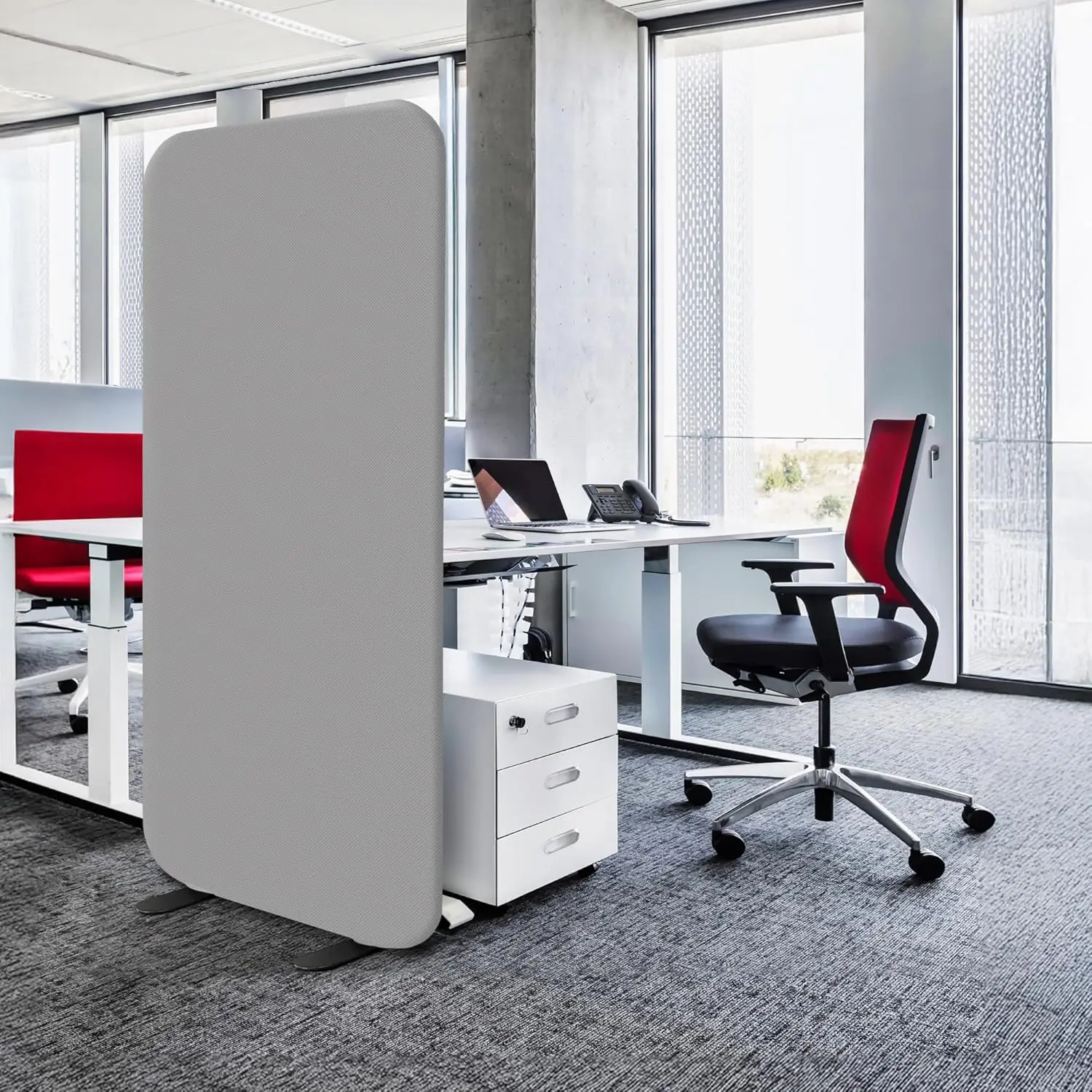 Portable Privacy Divider Panel, 29x65 Inch Steel Frame, Scratch-Resistant for Office Home Studio